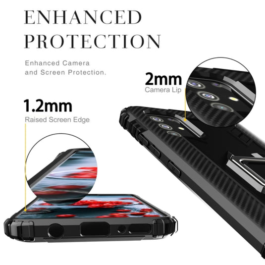 OPPO A91 / Reno3 - Carbon Fiber Protective Case with 360 Degree Rotating Ring Holder - Polar Tech Australia