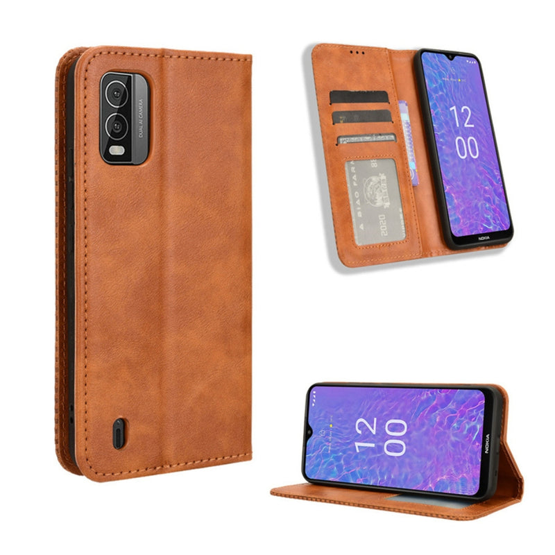 Load image into Gallery viewer, Nokia C210 - Magnetic Buckle Retro Texture Leather Phone Case
