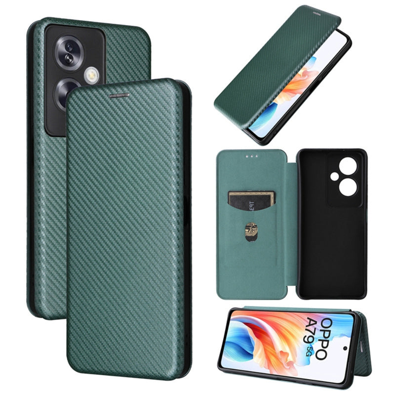 Cargue la imagen en el visor de la galería, OPPO A79 5G (CPH2557, CPH2553) - Carbon Fiber Texture Flip Leather Phone Case - Polar Tech Australia
