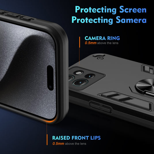 Motorola Moto G34 - Heavy Duty Armor Case With Metal Bracket