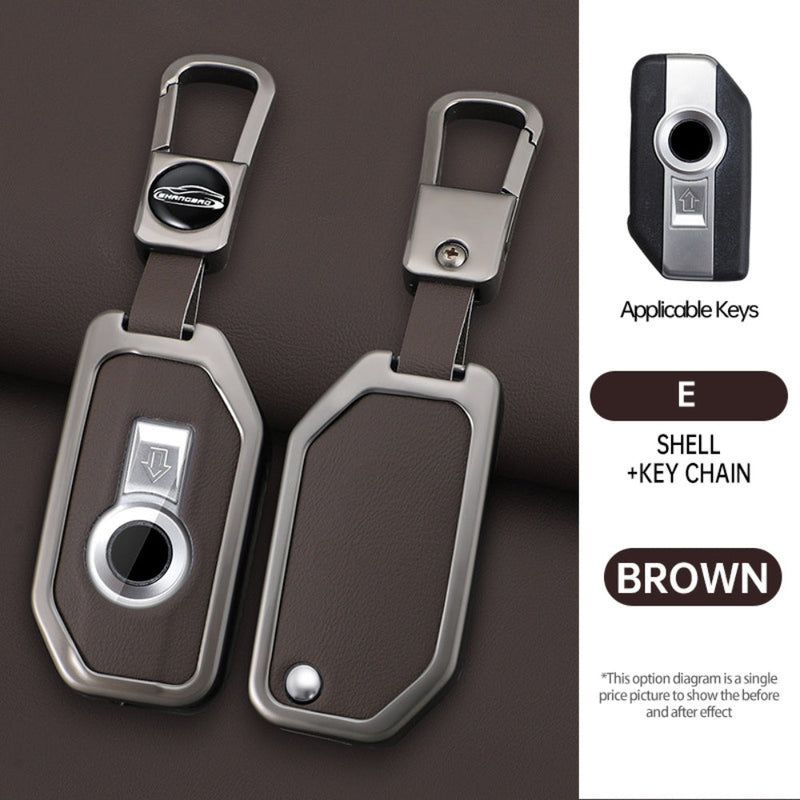 Load image into Gallery viewer, BMW Motorcycle Zinc Alloy + Leather Protection Car Key Fob Case Cover For R1200GS, R1250GS, R1200RT, K1600, K1600B
