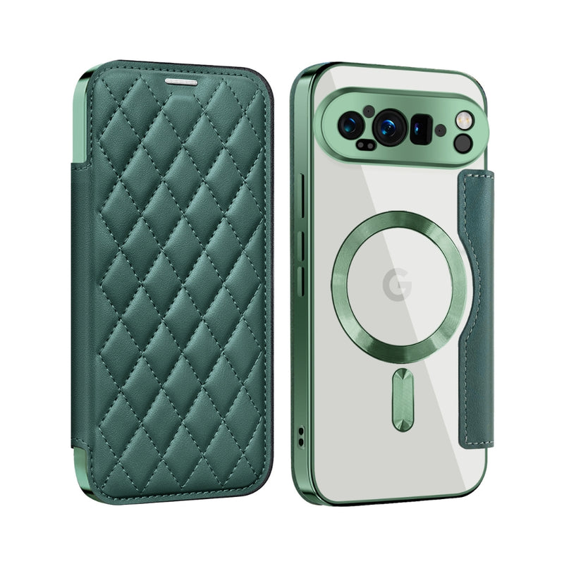 Chargez l&#39;image dans la visionneuse de la galerie, Google Pixel 10 / 10 Pro - Shield Magsafe RFID Anti-theft Rhombus Leather Phone Case
