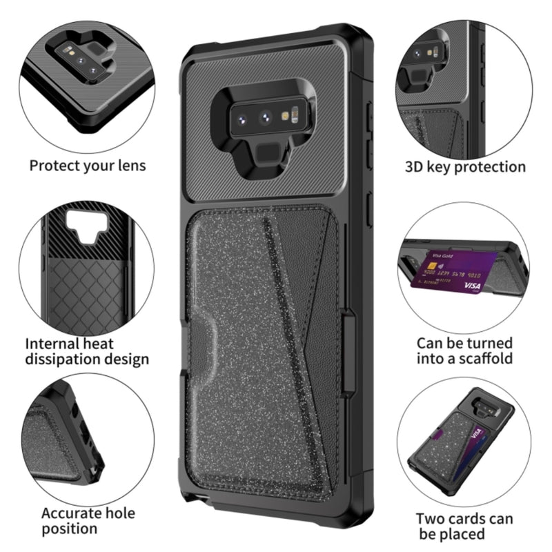 Load image into Gallery viewer, Samsung Galaxy Note 9 (SM-N960) - Glitter Magnetic Card Bag Phone Case
