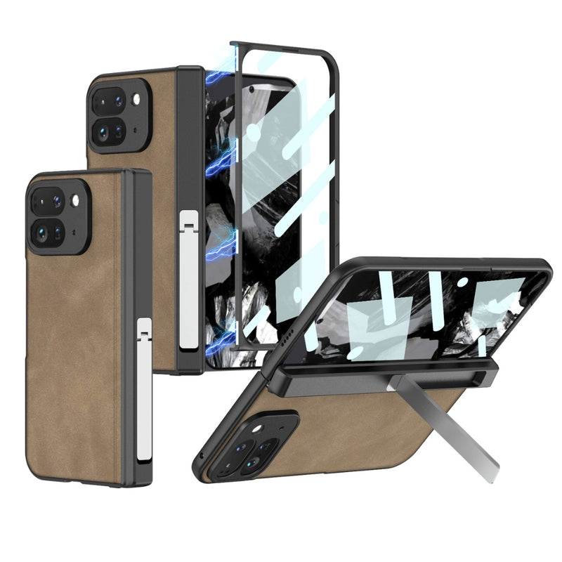 Cargue la imagen en el visor de la galería, Google Pixel 9 Pro Fold - Integrated Frosted Fold Hinge Leather Phone Case - Polar Tech Australia
