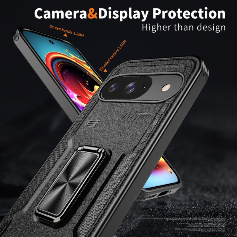 Cargue la imagen en el visor de la galería, Google Pixel 9 / 9 Pro - TPU+PC 2-in-1 Material Shockproof Protective Case with Metal Rotating Stand - Polar Tech Australia
