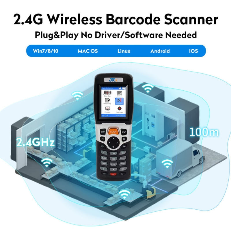 Cargue la imagen en el visor de la galería, [RF4000-1D] JRHC Black 2.2" TFT Color LCD Screen Portable Wireless Barcode Scanner
