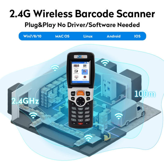 [RF4000-1D] JRHC Black 2.2" TFT Color LCD Screen Portable Wireless Barcode Scanner