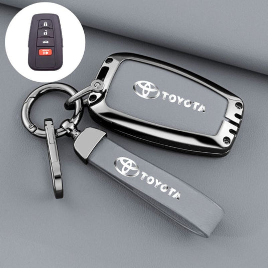 Toyota Full Metal Coverage + PU Leather Car Key Fob Case Cover For Camry, Corolla, RAV4, Highlander, C-HR, Prius, Avalon - Polar Tech Australia