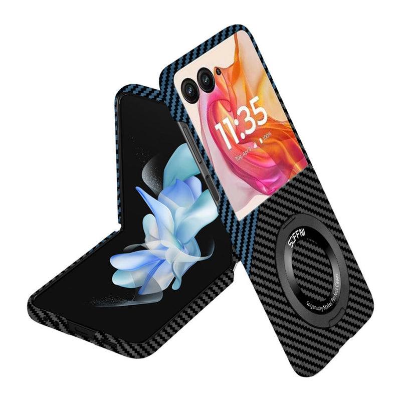 Load image into Gallery viewer, [360° Rotating Bracket] Motorola Razr 50/Ultra - Carbon Fiber Style MagSafe Magnetic Shockproof Protective Case - Polar Tech Australia
