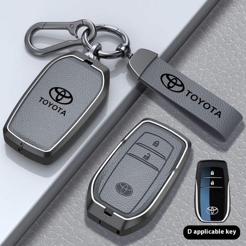Load image into Gallery viewer, Toyota Zinc Alloy with Genuine Leather Full-Coverage Car Key Fob Protective Case Cover For RAV4, Camry, C-HR, Corolla, Prado, Prius
