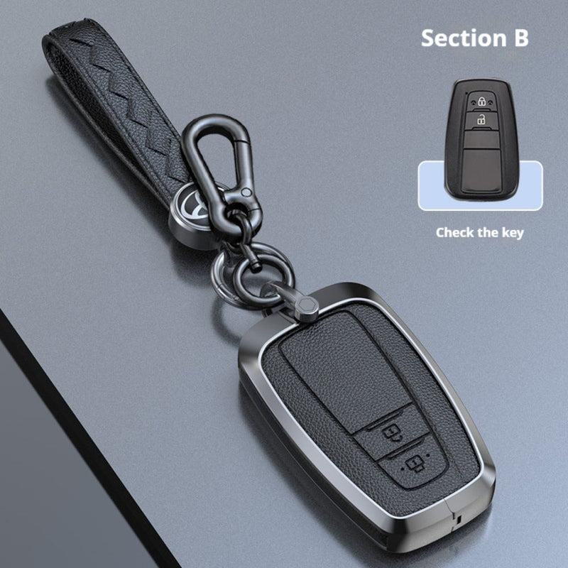 Chargez l&#39;image dans la visionneuse de la galerie, Toyota Zinc Alloy Leather Car Key Fob Case Cover For Camry, C-HR, Corolla, RAV4, Avalon, Land Cruiser, Prado, Prius
