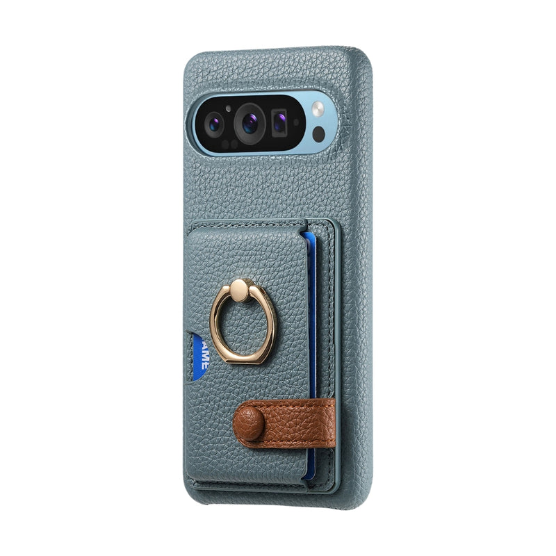 Cargue la imagen en el visor de la galería, Google Pixel 10 / 10 Pro - Retro PU Leather Shockproof Phone Case with Ring Holder &amp; Card Slot
