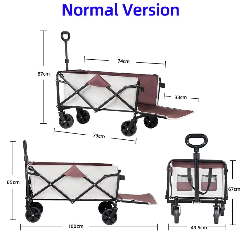 Load image into Gallery viewer, Extender Folding Cart Outdoor Extra Long Utility Large Capacity Wagon Cart Camping Picnic Trolley Beach Collapse Folding Cart - Polar Tech Australia
