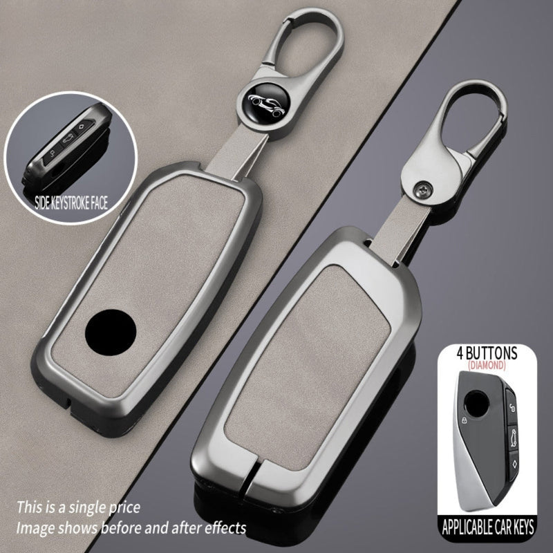 Load image into Gallery viewer, BMW Zinc Alloy + Leather Protection Car Key Fob Case Cover For X1, X6, X7, ix1, ix40, ix50
