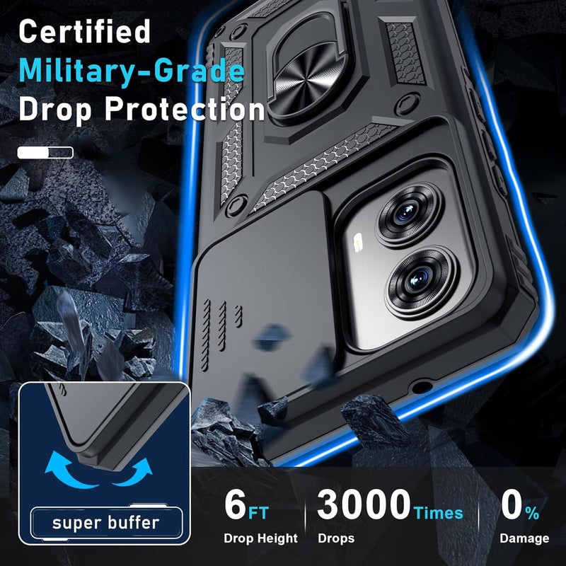 Cargue la imagen en el visor de la galería, [Ring Rotating Stand][Camera Lens Cover] Motorola Moto Edge 2024 - Shield Shockproof Rugged Heavy Duty Case - Polar Tech Australia
