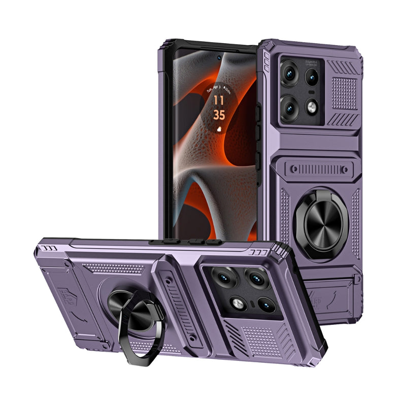 Cargue la imagen en el visor de la galería, Motorola Moto G Stylus 5G (2024) - TPU+PC Shockproof Card Slot Phone Case with Metal Ring Holder
