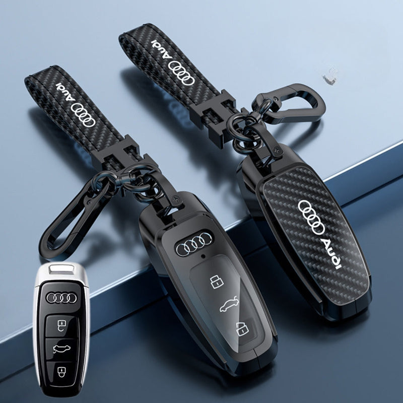Load image into Gallery viewer, Audi Zinc Alloy + Carbon Fiber Texture Car Key Fob Case Cover For A3, A4, A5, A6, Q2, Q3, Q5, Q7, Q8, e-tron
