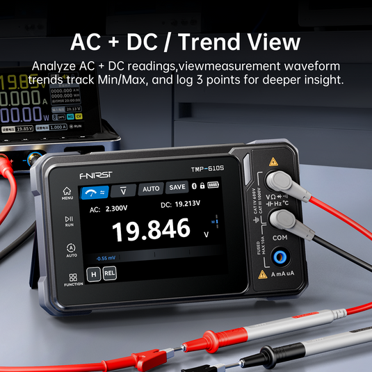 [TMP-600, TMP-610S] FNIRSI 3-in-1 Digital Multimeter DSO DDS Generator 60,000 Counts TRMS Bluetooth App Sync