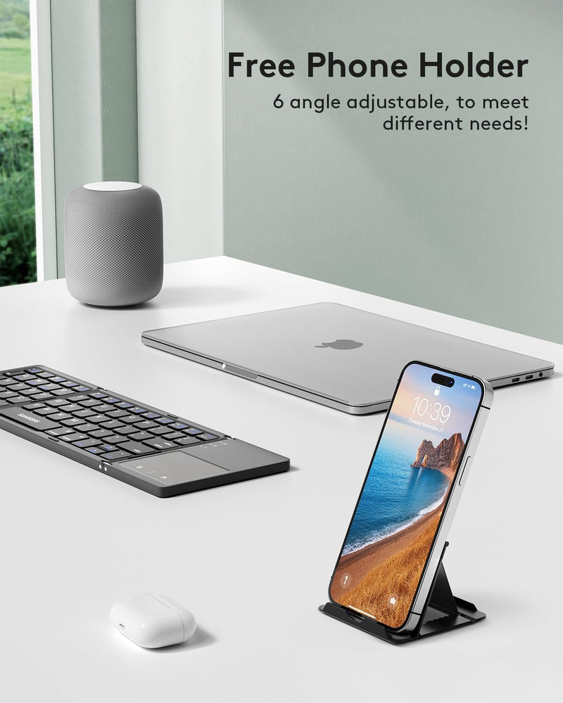 Load image into Gallery viewer, Foldable Bluetooth Keyboard with Touchpad Portable Wireless Keyboard , Rechargeable Full Size Ultra Slim Pocket Folding Keyboard for Android Windows iOS Tablet And Mobile Phone - Polar Tech Australia
