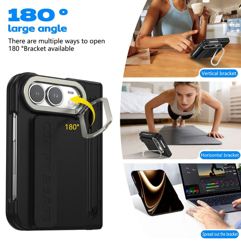 Chargez l'image dans la visionneuse de la galerie, Apple iPhone Ultra / Fold - Film Integrated Lens Frame Bracket Phone Case with Wristband / Pen
