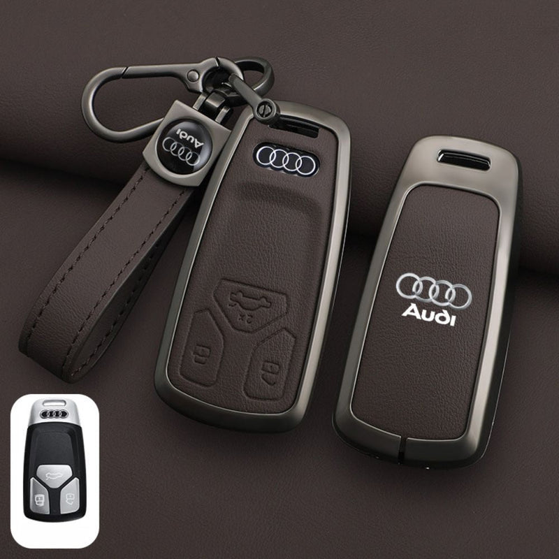 Load image into Gallery viewer, Audi Zinc Alloy + Leather Car Key Fob Case Cover For A4, A5, A6,A8, Q2, Q5, Q7
