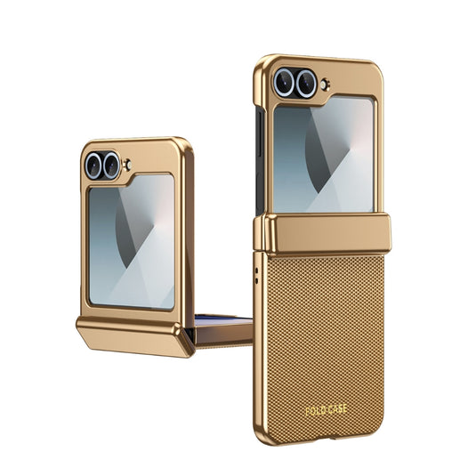 Samsung Galaxy Z Flip8 5G - Electroplated Vegan Leather Full-Body Shockproof Phone Case