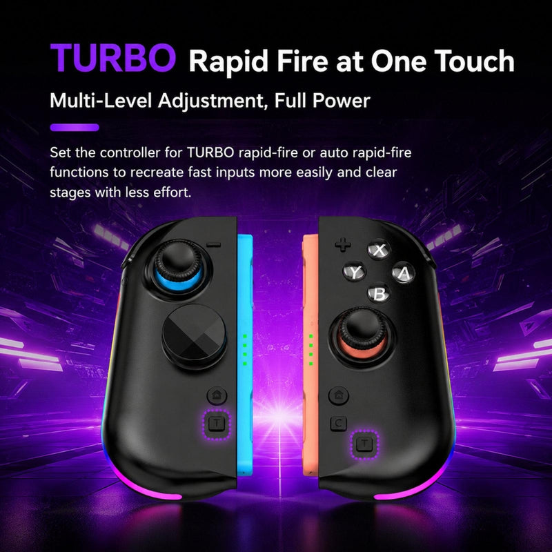 Chargez l'image dans la visionneuse de la galerie, Nintendo Switch 2 Left + Right Magnetic Controllers 9-Axis RGB Motion-Sensing Hall-Effect Joystick With Bluetooth 5.4 Wake-Up and Burst Fire Functionality

