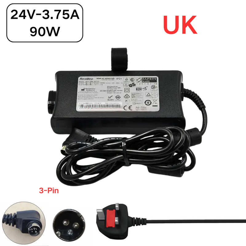 Load image into Gallery viewer, [24V-3.75A/90W][3-Pin] ResMed Res-Med CPAP and BiPAP Machines S9 369102 - AC Power Supply Cord Cable PS Charger Adapter - Polar Tech Australia
