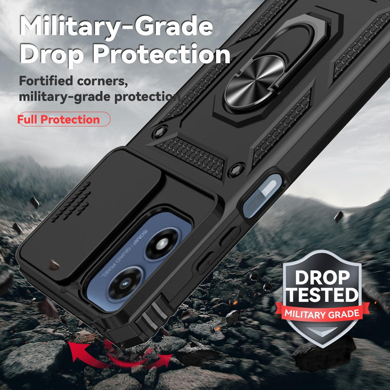 Cargue la imagen en el visor de la galería, [Magnetic Ring Kickstand][Slide Camera Cover] Motorola Moto G 5G 2024 - Shield Shockproof Rugged Heavy Duty Case - Polar Tech Australia
