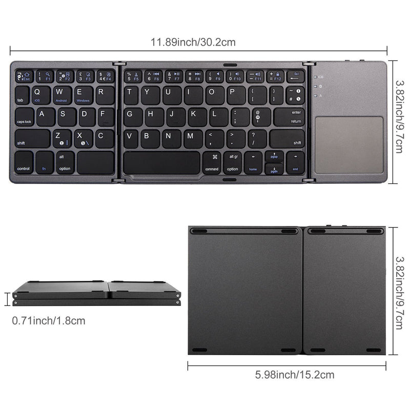 Load image into Gallery viewer, Foldable Bluetooth Keyboard with Touchpad Portable Wireless Keyboard , Rechargeable Full Size Ultra Slim Pocket Folding Keyboard for Android Windows iOS Tablet And Mobile Phone - Polar Tech Australia
