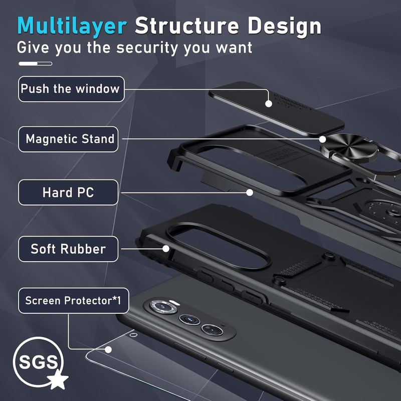 Chargez l&#39;image dans la visionneuse de la galerie, [Magnetic Ring Kickstand][Camera Cover] Motorola Moto Edge 2022 - Shield Shockproof Rugged Heavy Duty Case - Polar Tech Australia
