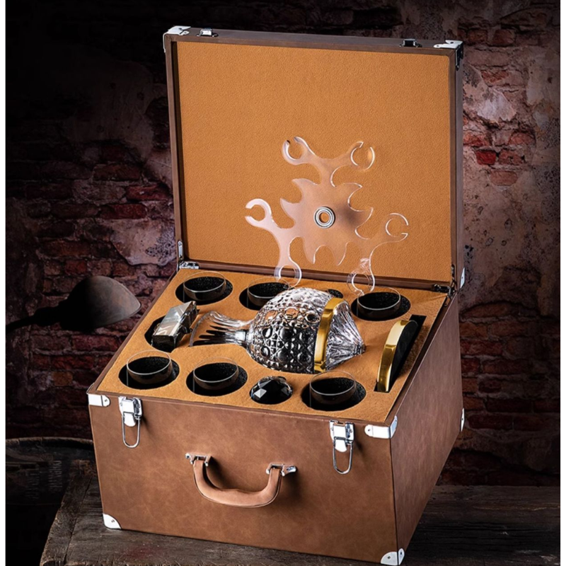 Load image into Gallery viewer, [9 in 1] Wine Accessories Gift Box Luxury 360° Rotating Crystal Hand Blown Wine Decanter with wine glasses and rack
