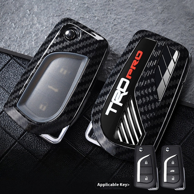 Chargez l&#39;image dans la visionneuse de la galerie, Toyota TRD Carbon Fiber Metal Car Key Fob Protective Case Cover For C-HR, Camry, RAV4, Avalon, Prius, Corolla, Highlander, GT86, Prado
