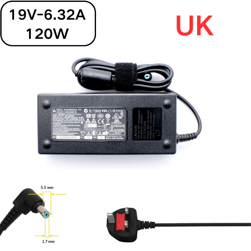 Chargez l&#39;image dans la visionneuse de la galerie, [19V-6.32A/120W][5.5x1.7] Acer Aspire 8940G 8950G 8951G Series Laptop AC Power Supply Adapter Charger
