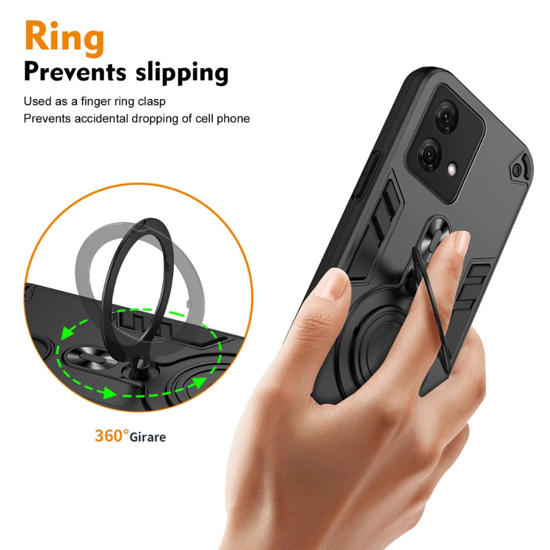 Load image into Gallery viewer, Motorola Moto E32 - Metal Ring 360 Degree Rotating Holder PC Hybrid TPU Phone Case
