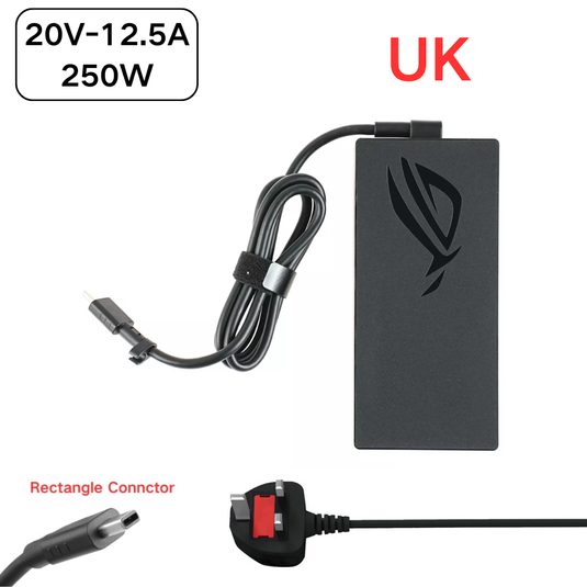[20V-12.5A 15A/250W 300W][Rectangle Connctor] ASUS ROG Zephyrus G16 GU606 GU606AR GU606AW GU606AX 2026 Series - Laptop AC Power Supply Adapter Charger