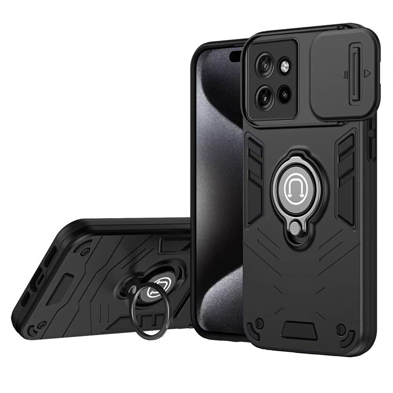 Load image into Gallery viewer, [Built-in Ring Bracket][With Slide Lens Cover] Motorola Moto G13/23 Mecha-style Anti-slip Protective Hard Heavy Duty Series Case - Polar Tech Australia
