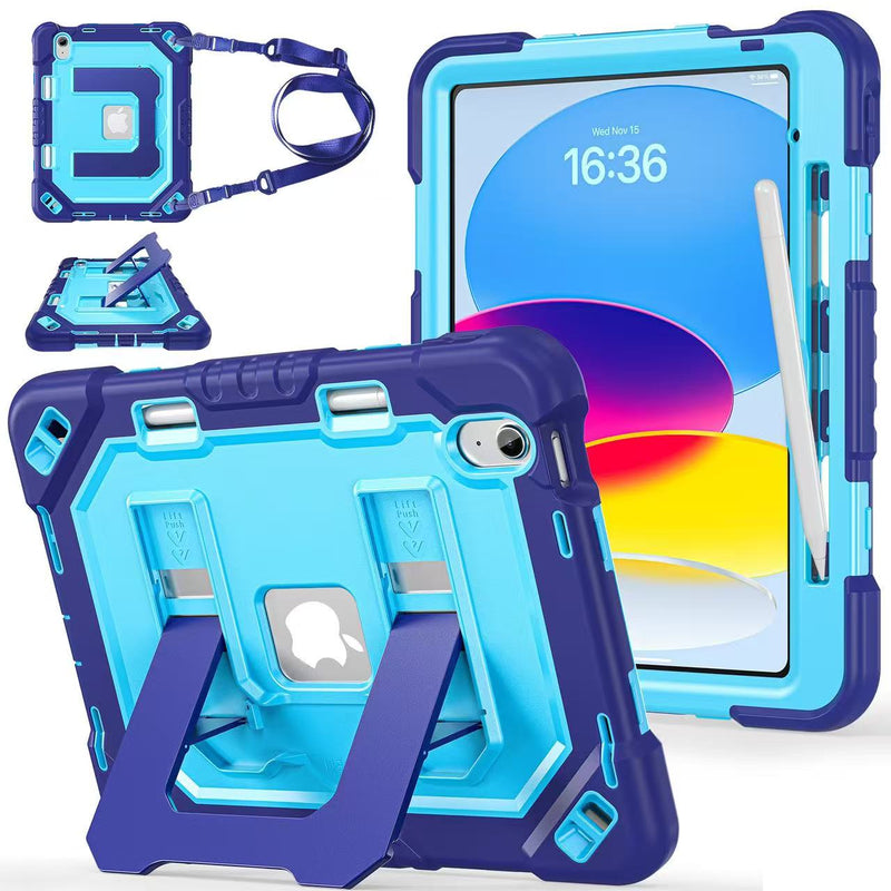 Load image into Gallery viewer, [Built-in Stand][With Shoulder Strap] Apple iPad 10.9/11'' 10/11th Gen (2022/2025) Shock-absorb Heavy Duty Case
