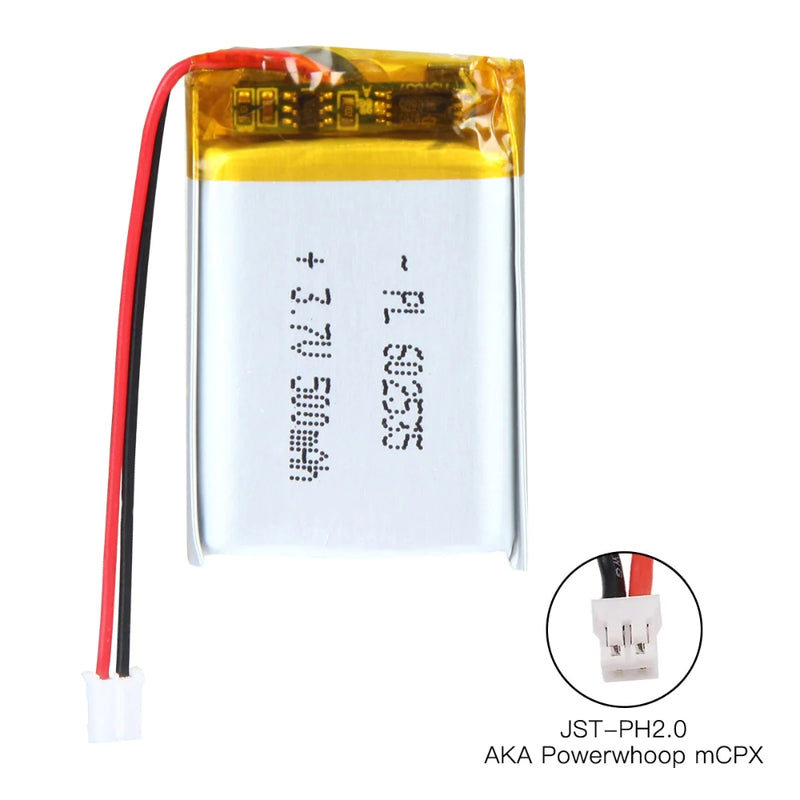 Cargue la imagen en el visor de la galería, [PH2.0-JST Connector][602535] Universal 500mAh 3.7V Rechargeable Li-Ion Lithium Polymer Battery - Polar Tech Australia
