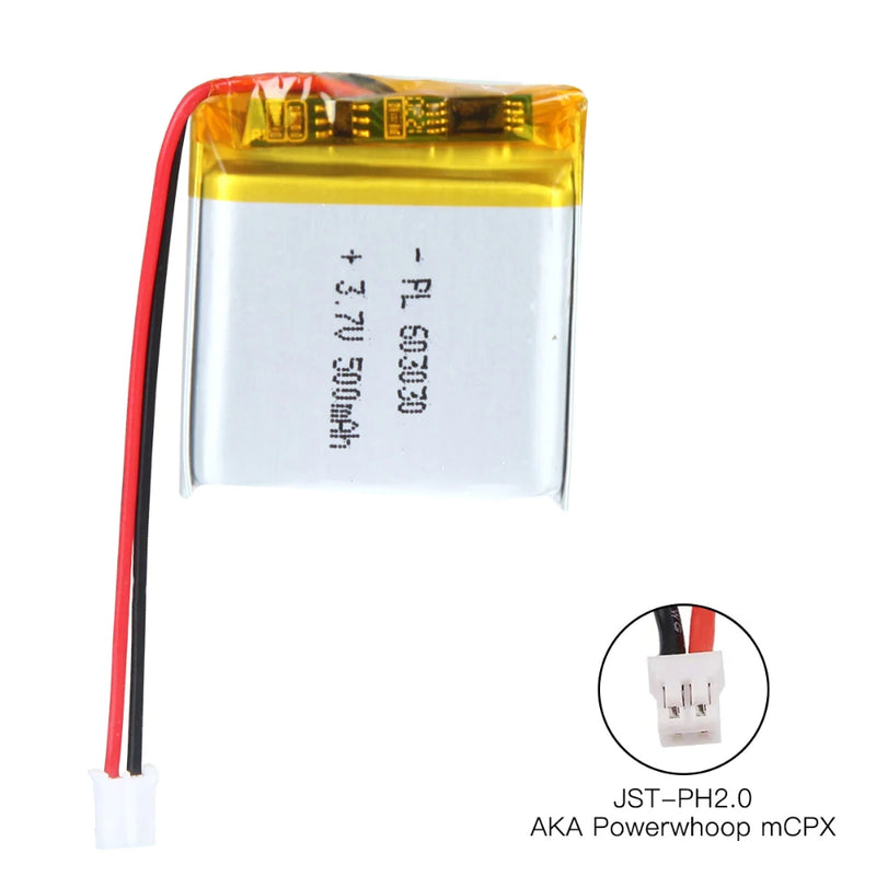 Cargue la imagen en el visor de la galería, [PH2.0-JST Connector][603030] Universal 500mAh 3.7V Rechargeable Li-Ion Lithium Polymer Battery - Polar Tech Australia
