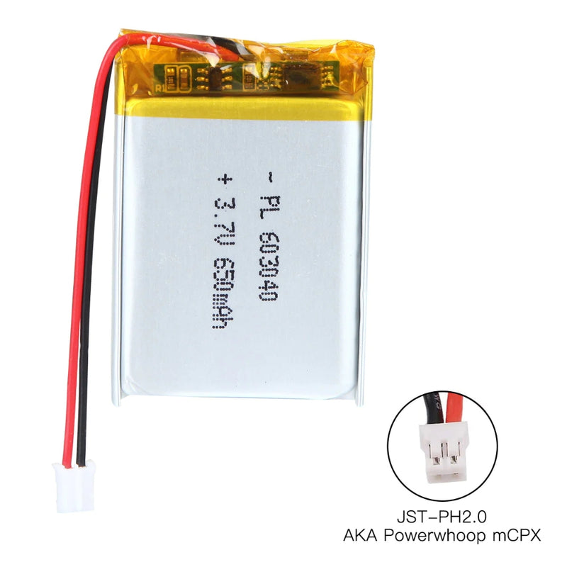 Cargue la imagen en el visor de la galería, [PH2.0-JST Connector][603040] Universal 650mAh 3.7V Rechargeable Li-Ion Lithium Polymer Battery - Polar Tech Australia
