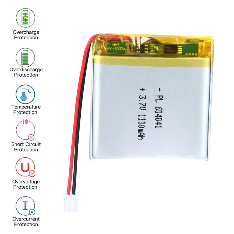Chargez l&#39;image dans la visionneuse de la galerie, [PH2.0-JST Connector][604041] Universal 1100mAh 3.7V Rechargeable Li-Ion Lithium Polymer Battery - Polar Tech Australia
