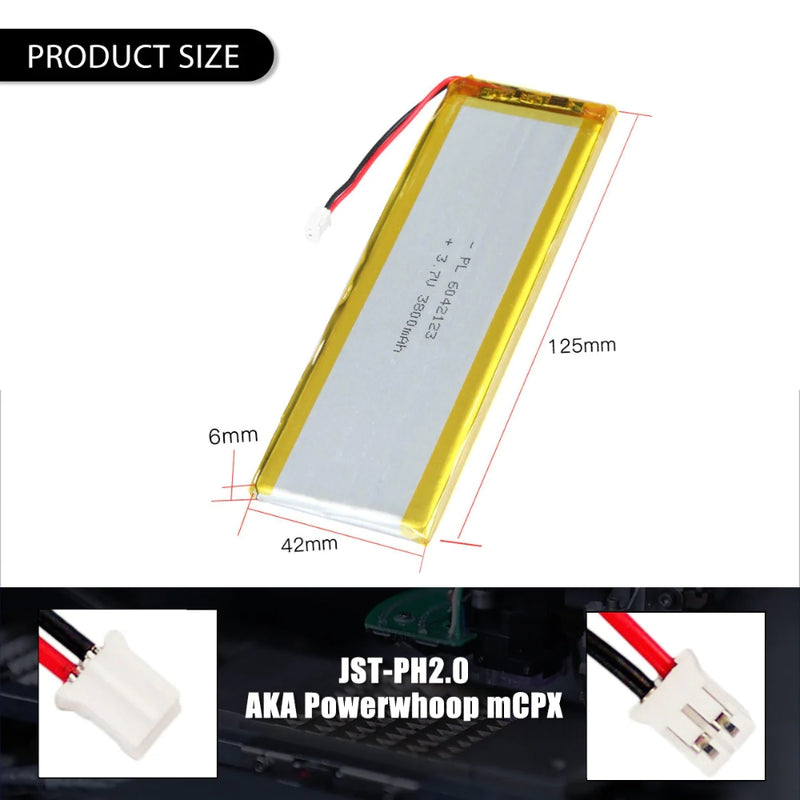 Cargue la imagen en el visor de la galería, [PH2.0-JST Connector][6042123] Universal 3800mAh 3.7V Rechargeable Li-Ion Lithium Polymer Battery - Polar Tech Australia
