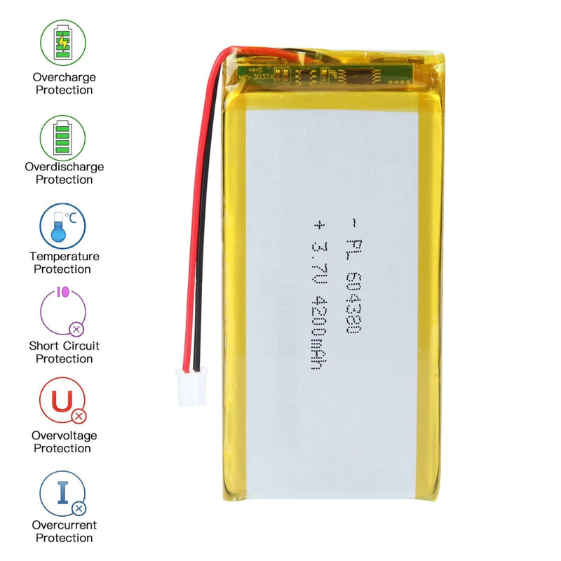 Cargue la imagen en el visor de la galería, [PH2.0-JST Connector][604380] Universal 4200mAh 3.7V Rechargeable Li-Ion Lithium Polymer Battery - Polar Tech Australia
