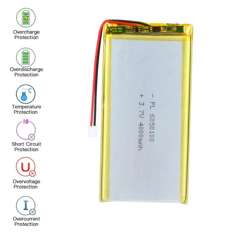 Cargue la imagen en el visor de la galería, [PH2.0-JST Connector][6050100] Universal 4000mAh 3.7V Rechargeable Li-Ion Lithium Polymer Battery - Polar Tech Australia

