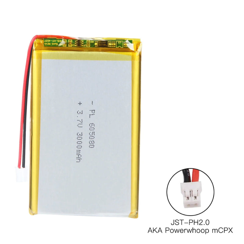 Cargue la imagen en el visor de la galería, [PH2.0-JST Connector][605080] Universal 3000mAh 3.7V Rechargeable Li-Ion Lithium Polymer Battery - Polar Tech Australia

