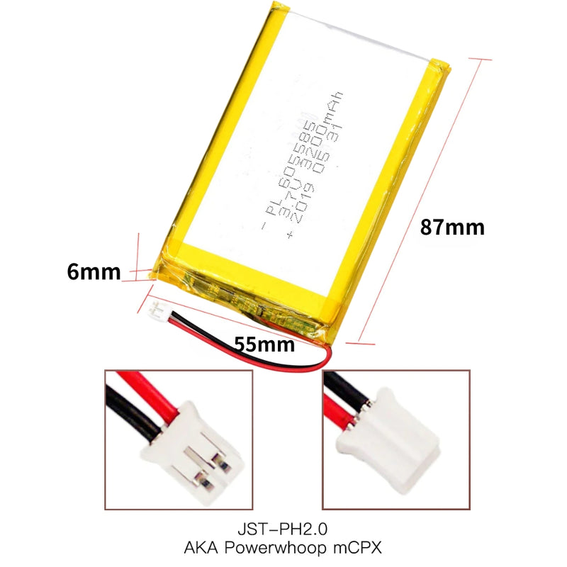 Cargue la imagen en el visor de la galería, [PH2.0-JST Connector][605585] Universal 3200mAh 3.7V Rechargeable Li-Ion Lithium Polymer Battery - Polar Tech Australia
