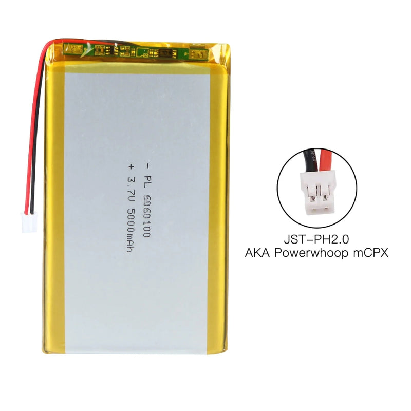 Cargue la imagen en el visor de la galería, [PH2.0-JST Connector][6060100] Universal 5000mAh 3.7V Rechargeable Li-Ion Lithium Polymer Battery - Polar Tech Australia
