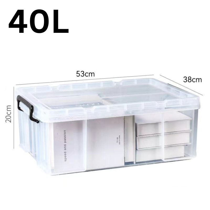 Load image into Gallery viewer, [40L] Heavy Duty Extra Thick Clear Food Grade Stackable Plastic Storage Bins Container Box With Lid
