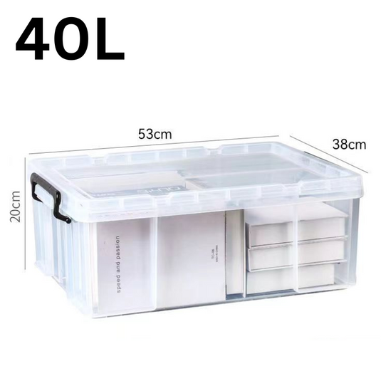 [40L] Heavy Duty Extra Thick Clear Food Grade Stackable Plastic Storage Bins Container Box With Lid